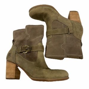Timberland Leather 10266 Brown Suede Booties Heels